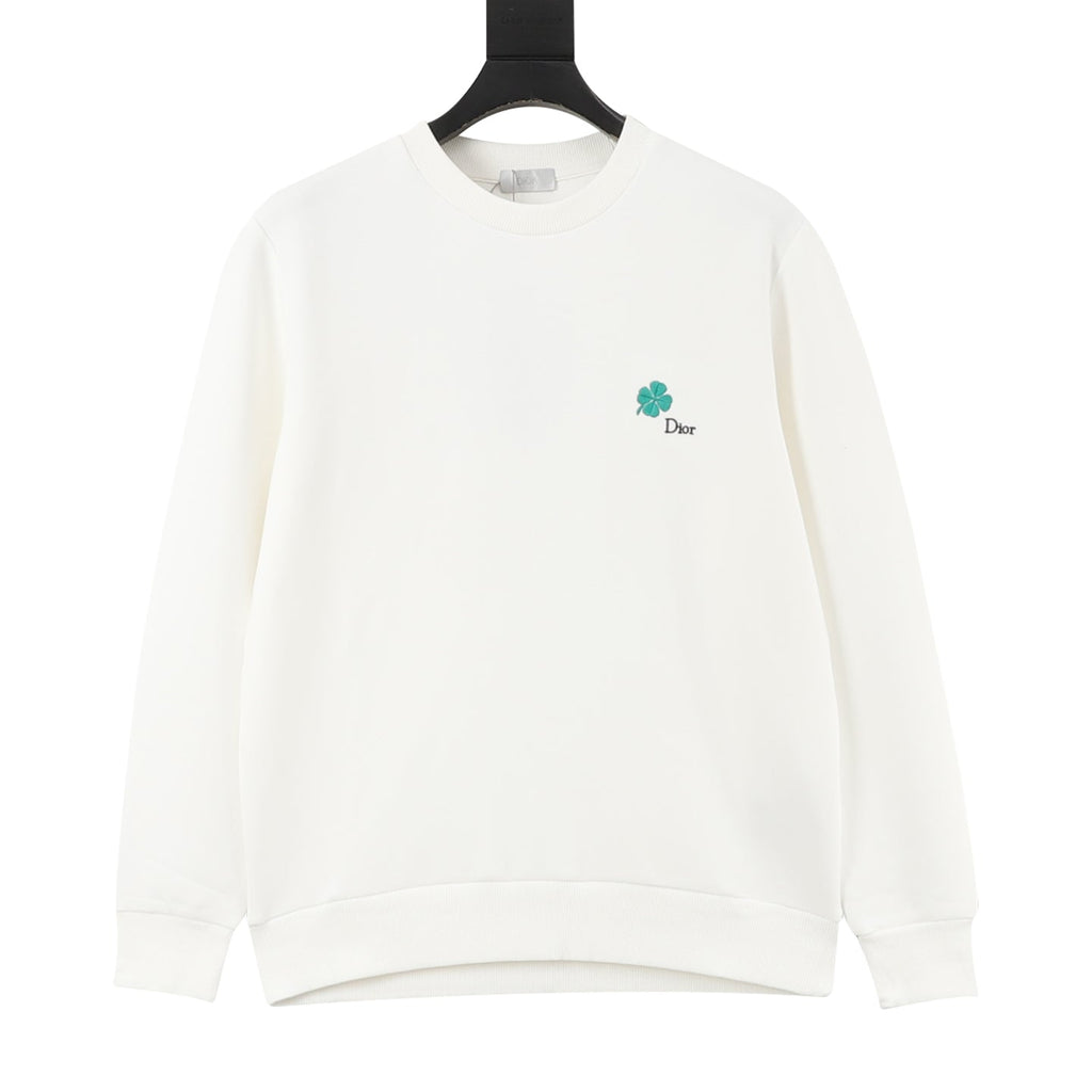 Dior Clover Embroidered Crew Neck Sweatshirt Off White
