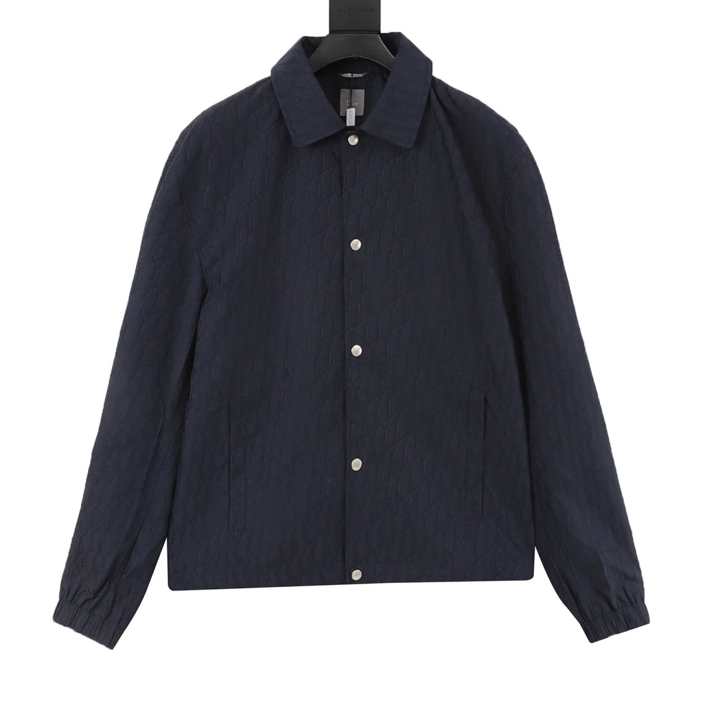 Dior Oblique Jacquard Coach Jacket Navy Blue