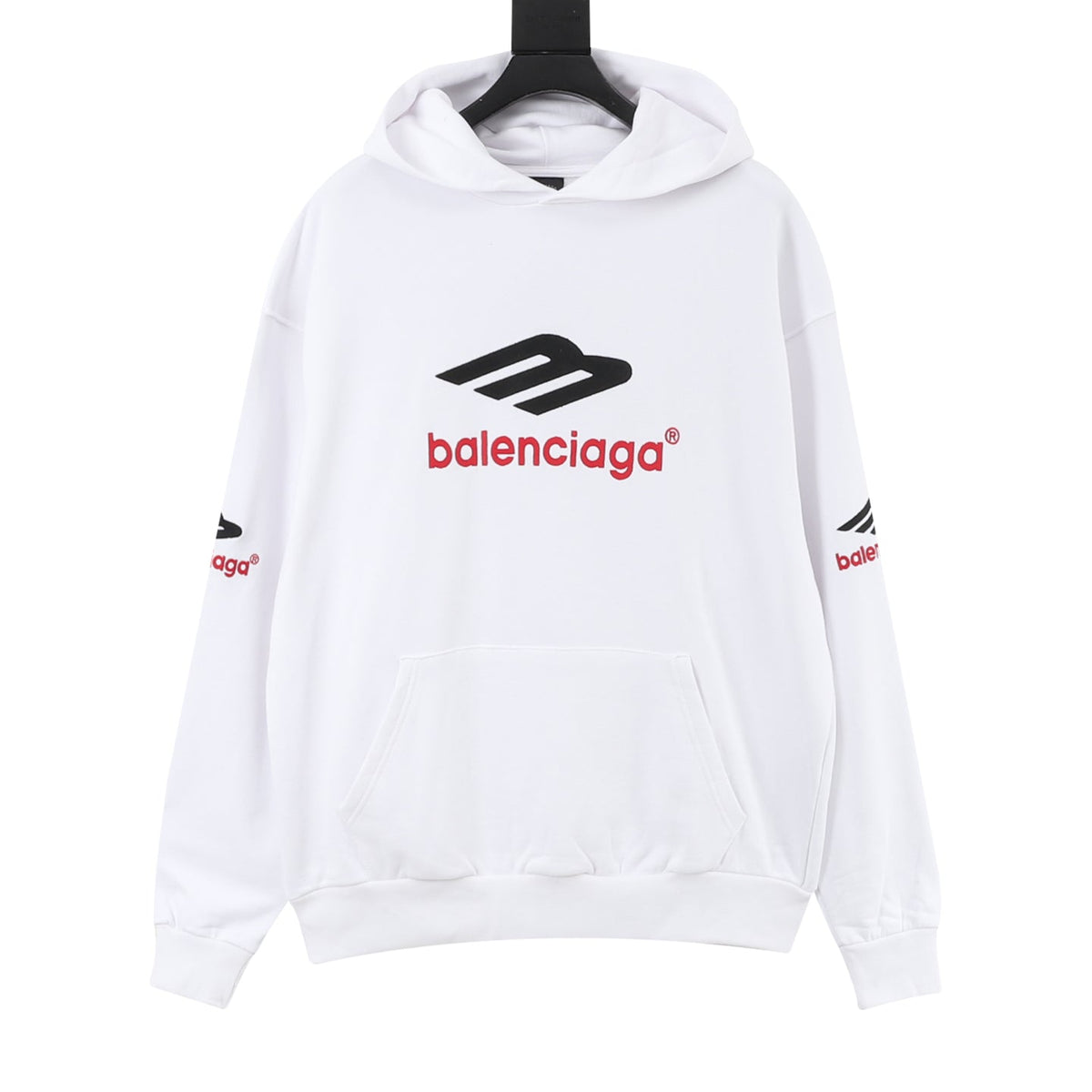 Balenciaga 3B Sports Icon Series White Embroidered Logo Hoodie