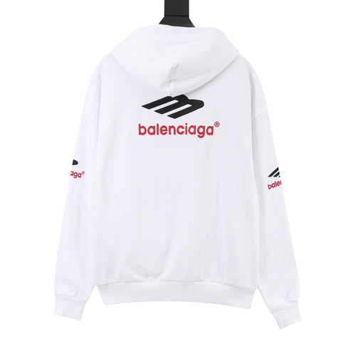 Balenciaga 3B Sports Icon Series White Embroidered Logo Hoodie