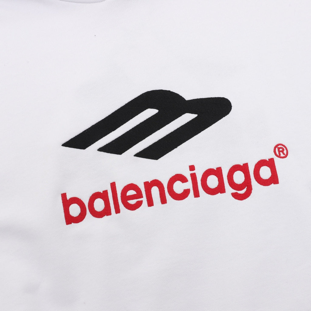 Balenciaga 3B Sports Icon Series White Embroidered Logo Hoodie