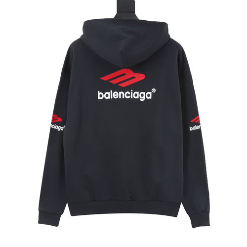 Balenciaga 3B Sports Icon Series Black Embroidered Logo Hoodie