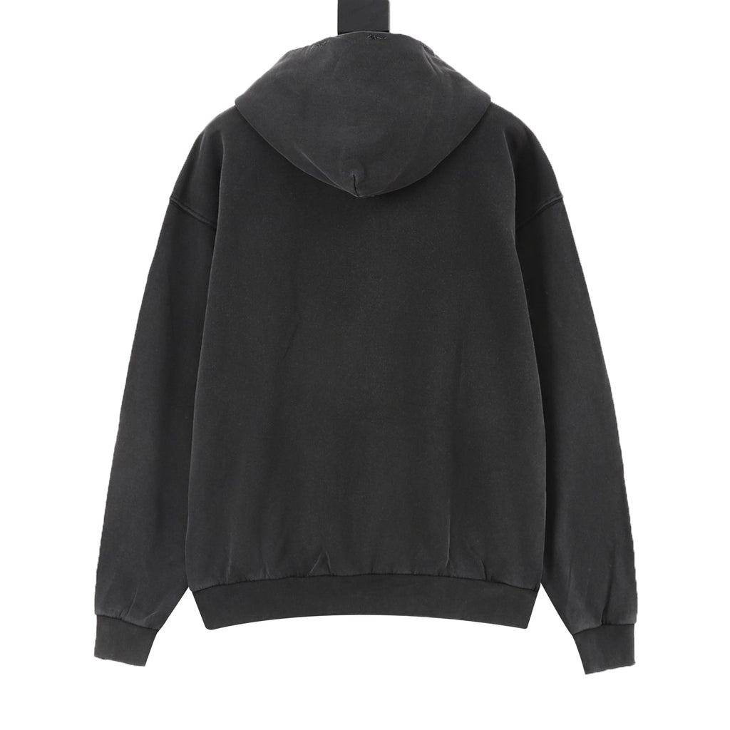 Balenciaga Vintage Destroyed Series Dark Grey Graffiti Logo Hoodie