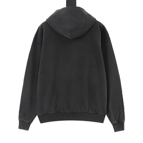 Balenciaga Vintage Destroyed Series Dark Grey Graffiti Logo Hoodie