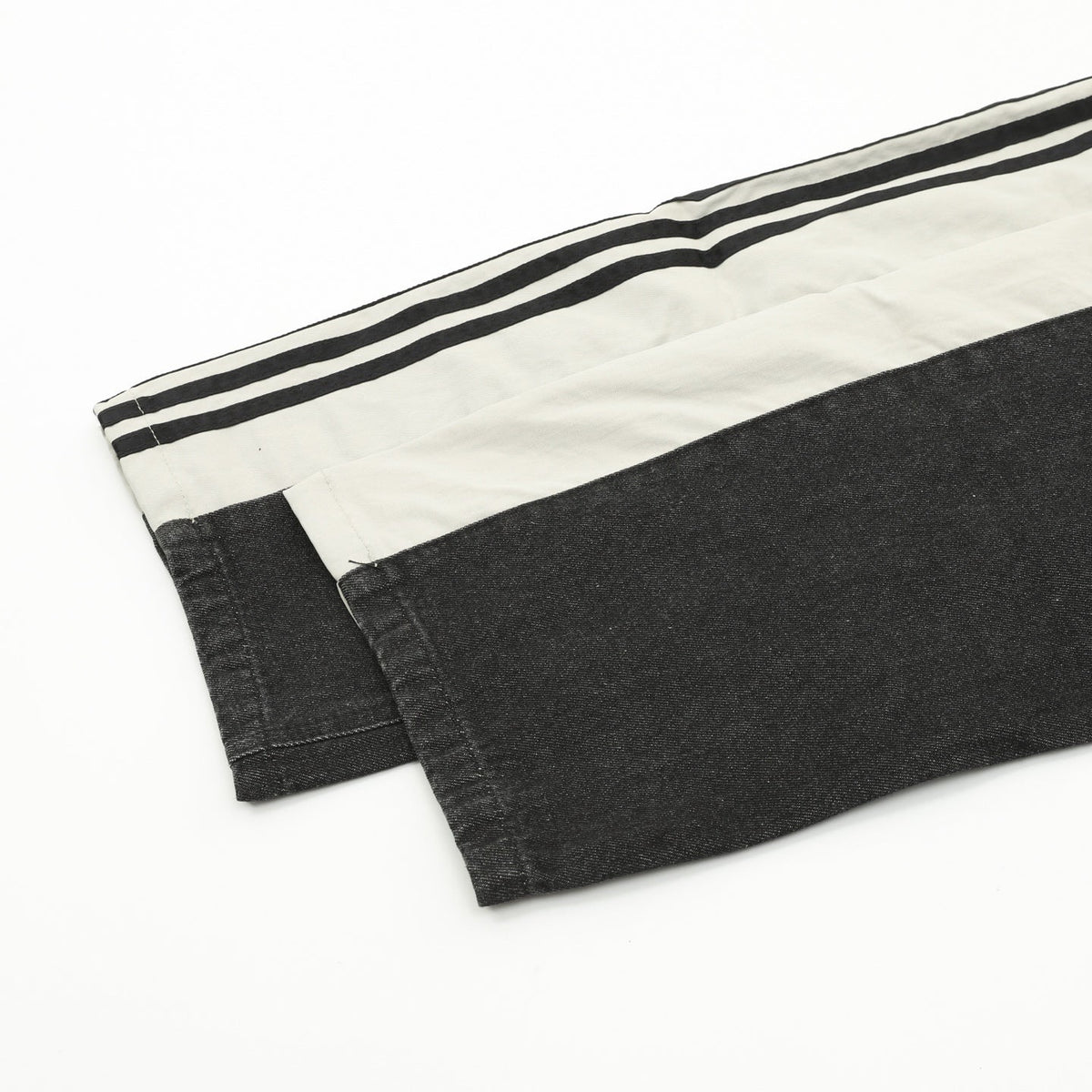 Adidas Trefoil Series Black Denim Off White Panel Wide Leg Jeans