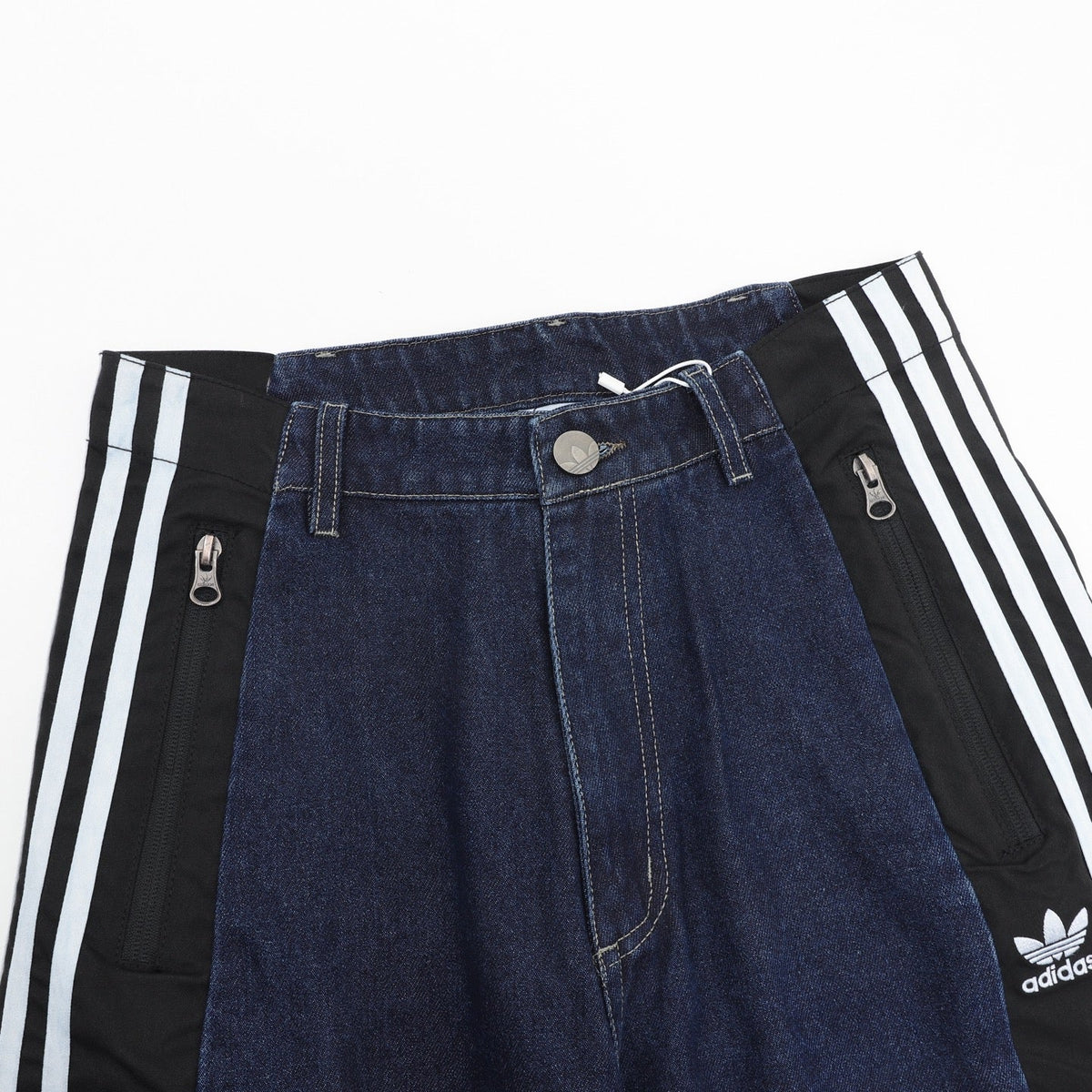 Adidas Trefoil Series Dark Blue Paneled Wide Leg Jeans