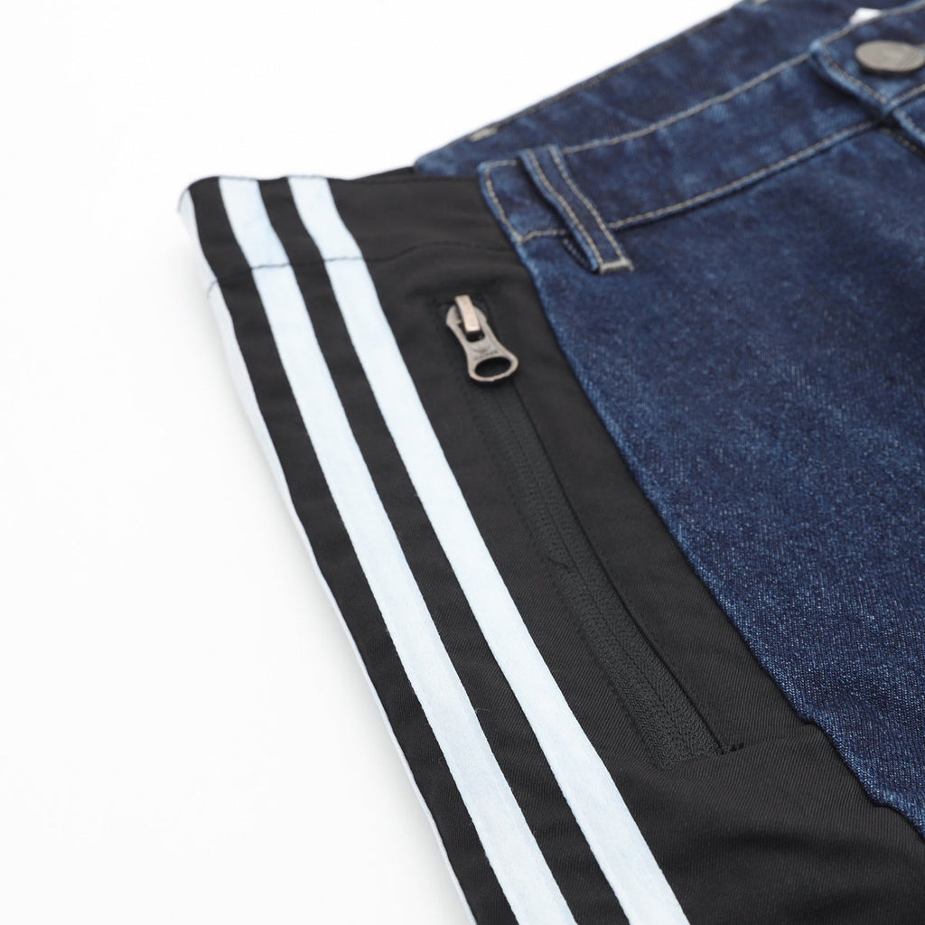 Adidas Trefoil Series Dark Blue Paneled Wide Leg Jeans