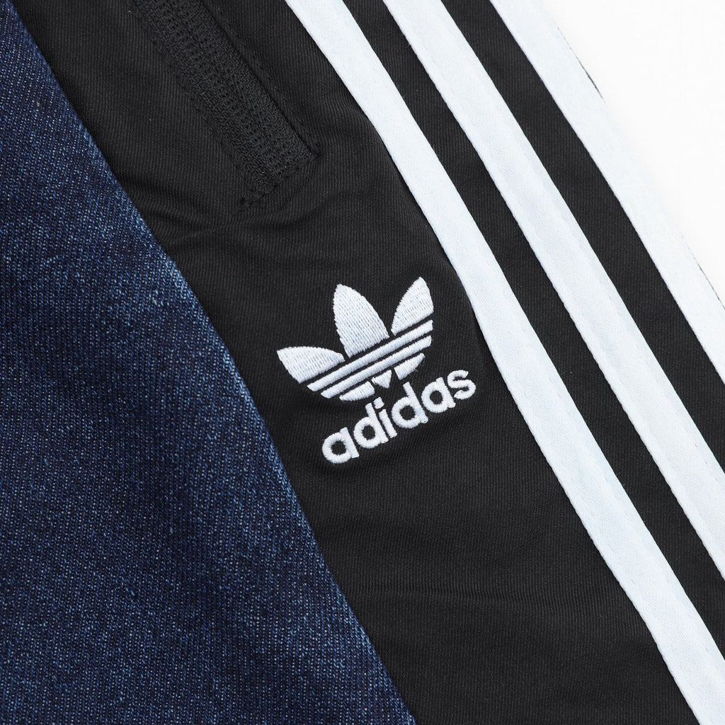 Adidas Trefoil Series Dark Blue Paneled Wide Leg Jeans