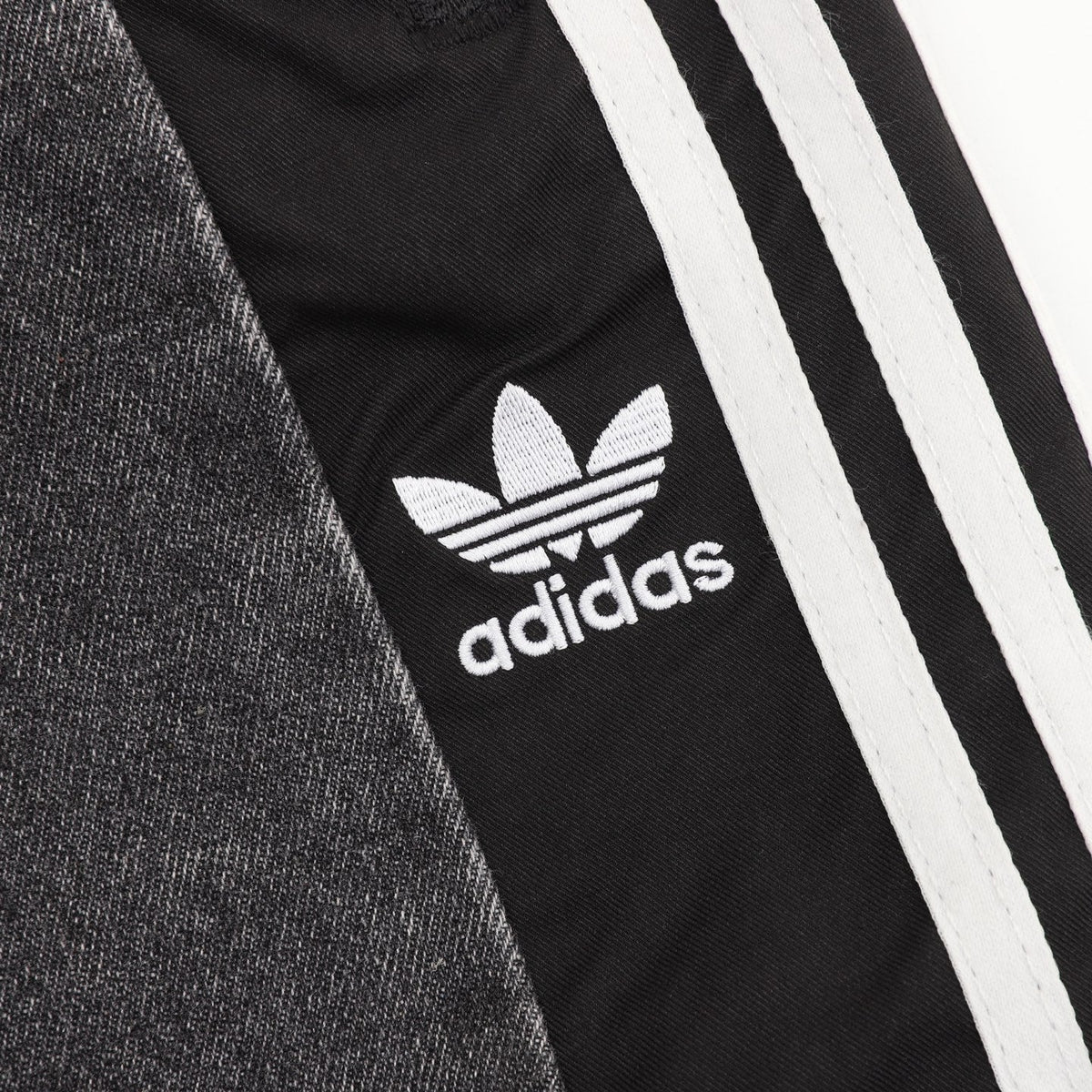 Adidas Trefoil Series Washed Grey Paneled Wide Leg Jeans