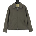 Burberry Equestrian Knight Embroidery Olive Zip Collar Jacket