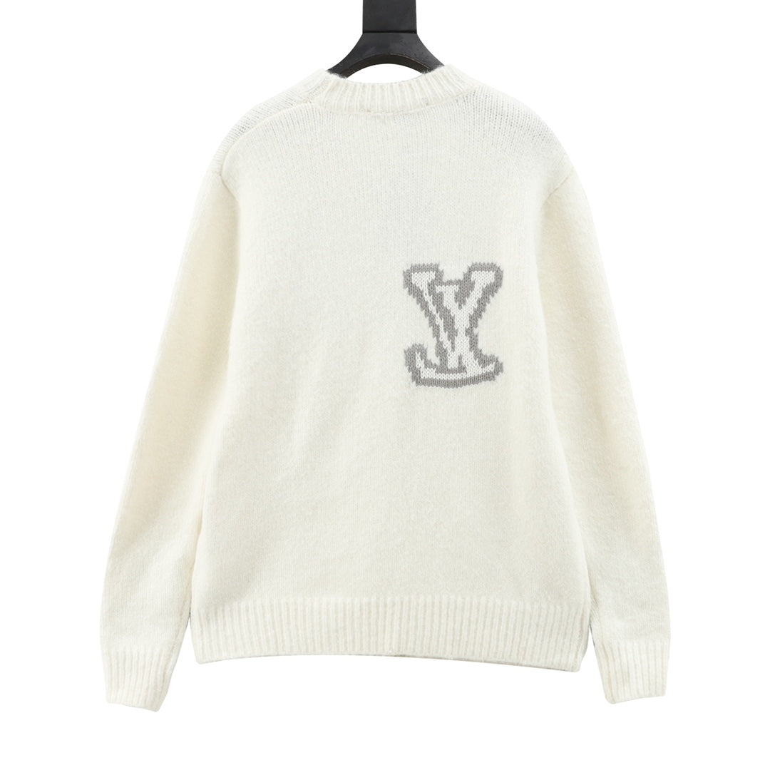 Louis Vuitton LV Logo Crew Neck Knit Sweater Off White