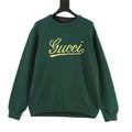 Gucci Vintage Script Logo Crew Neck Wool Sweater Green