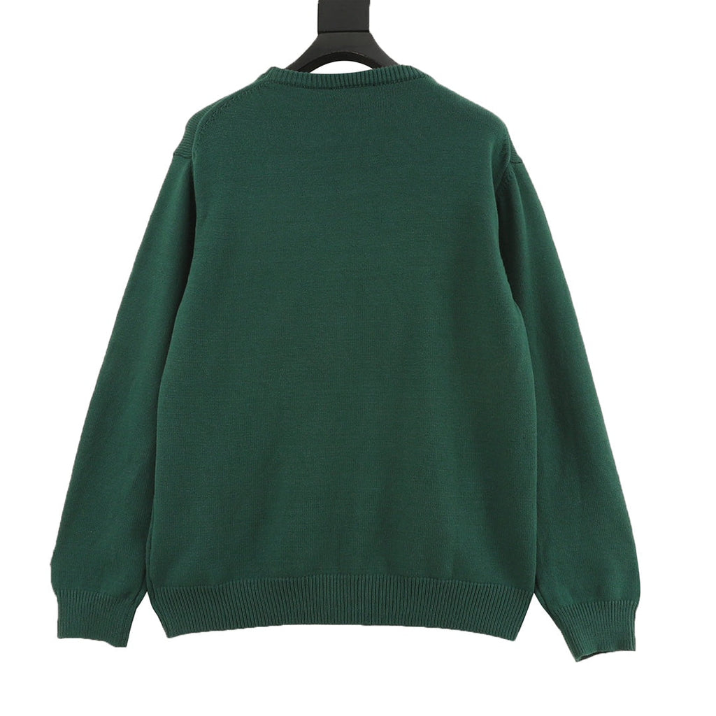 Gucci Vintage Script Logo Crew Neck Wool Sweater Green