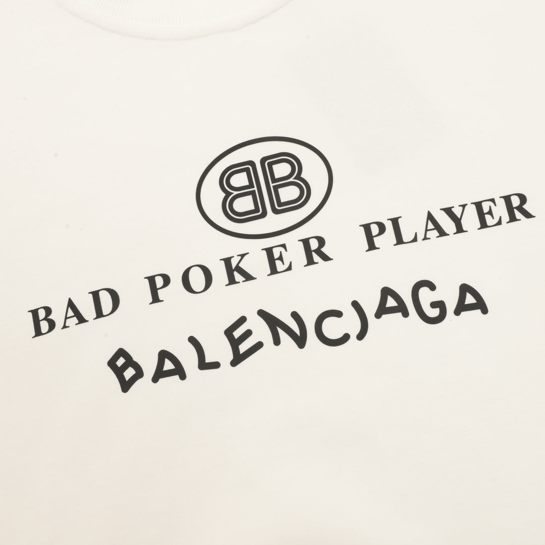 Balenciaga Bad Poker Player Series White Crew Neck Sweatshirt