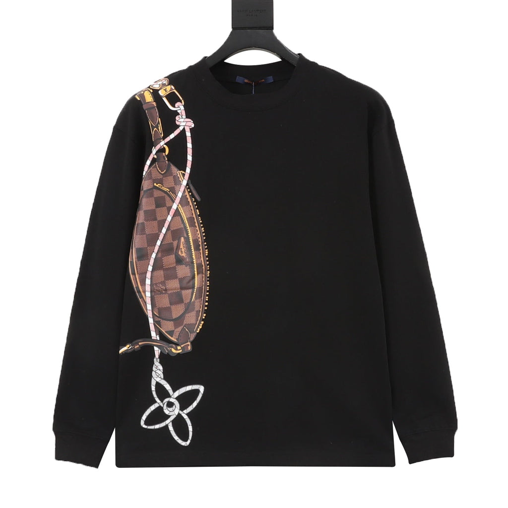 Louis Vuitton Handbag Graphic Print Long Sleeve T-shirt Black