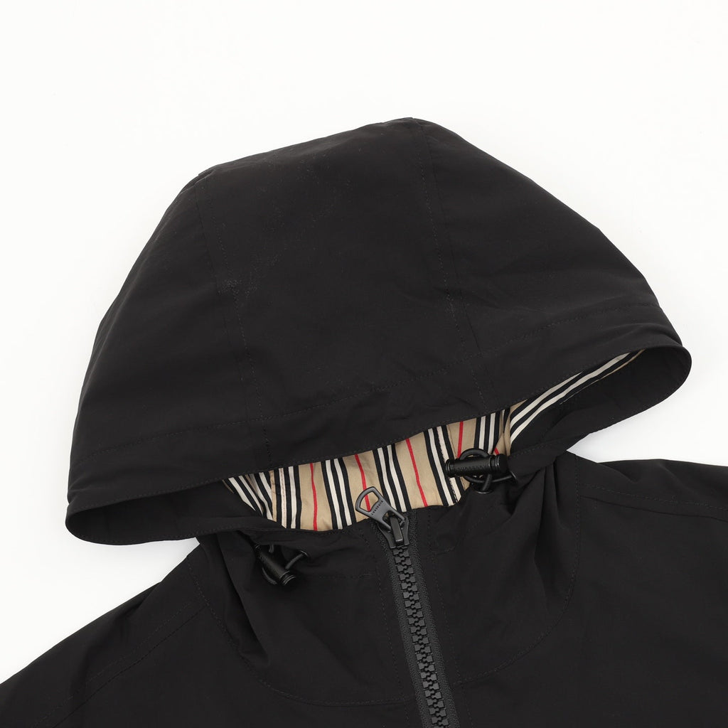 Burberry Logo Black Hooded Windbreaker Jacket