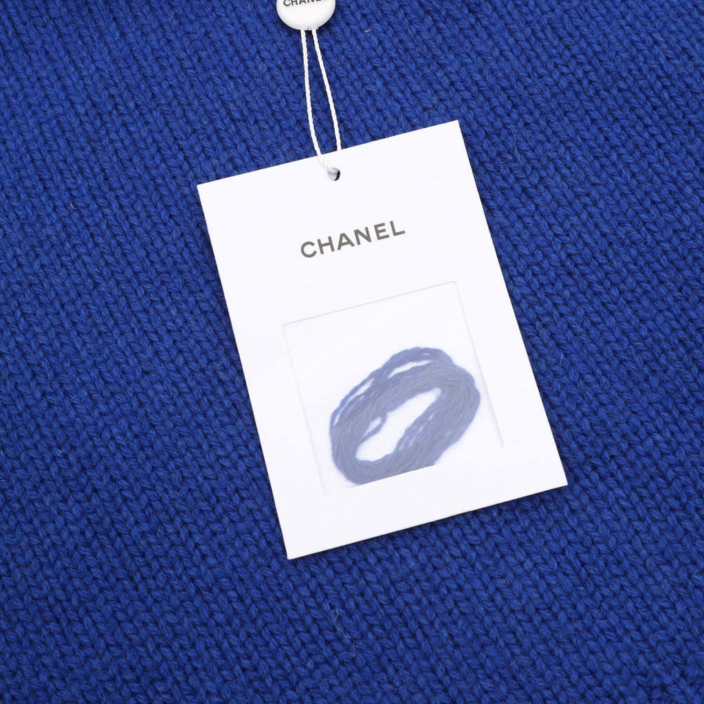 Chanel Double C Diamond Logo Blue Crew Neck Knit Sweater