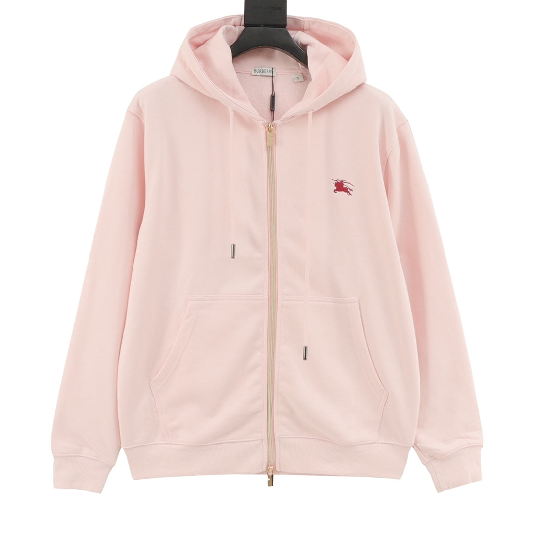 Burberry Equestrian Knight Logo Pink Full Zip Hoodie