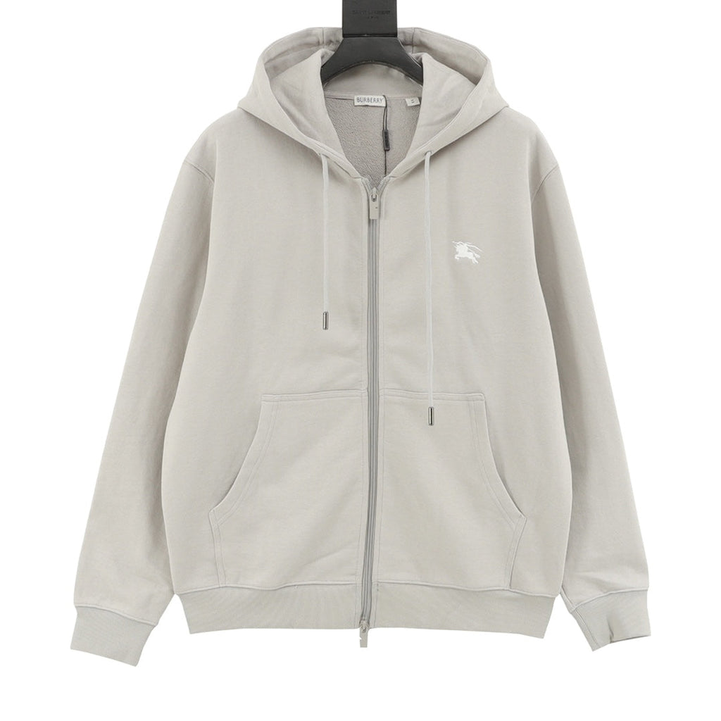 Burberry Equestrian Knight Logo Light Gray Full Zip Hoodie