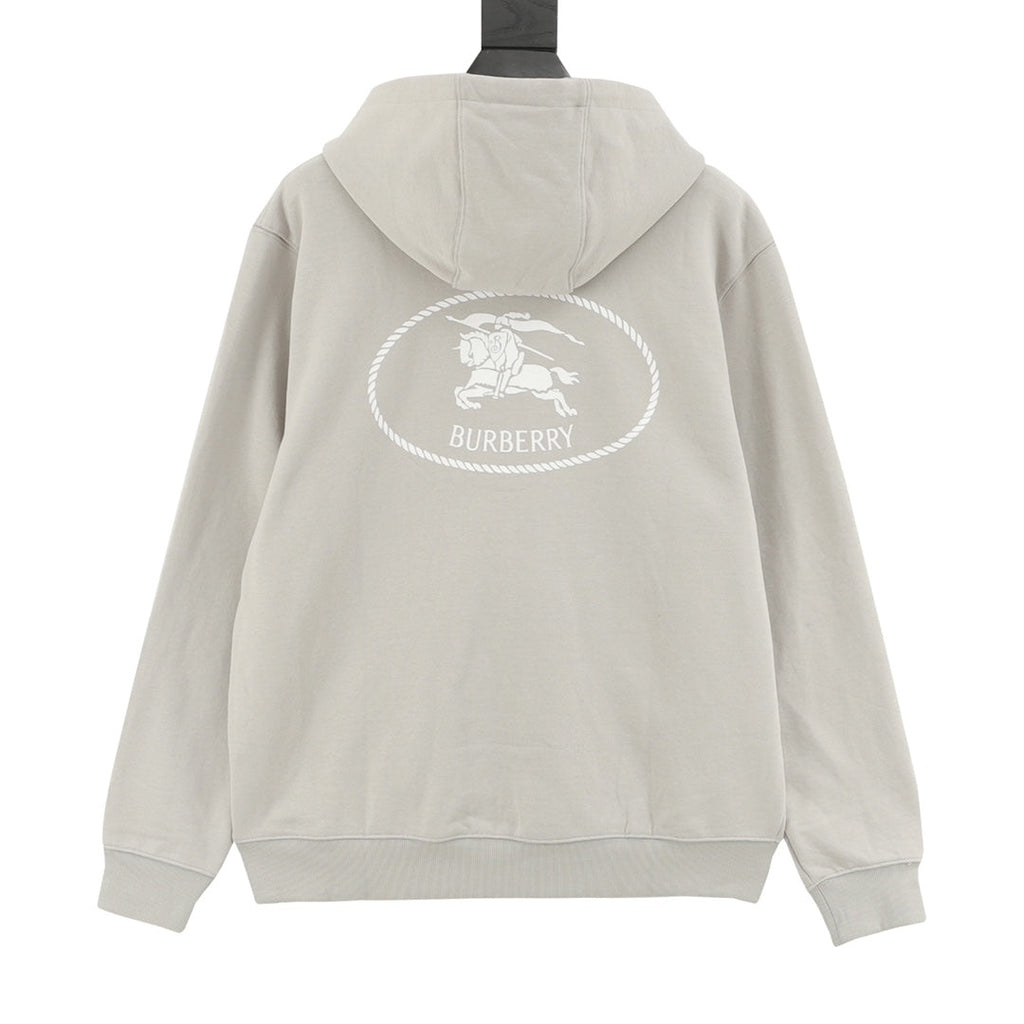 Burberry Equestrian Knight Logo Light Gray Full Zip Hoodie