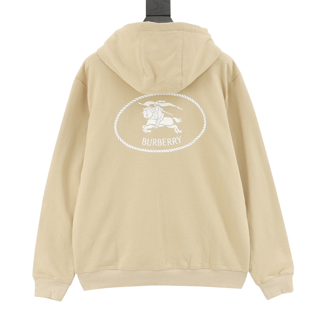 Burberry Equestrian Knight Logo Beige Full Zip Hoodie