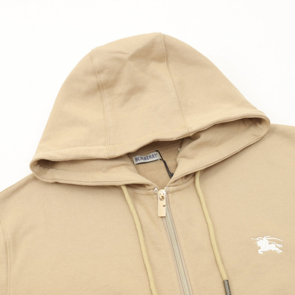 Burberry Equestrian Knight Logo Beige Full Zip Hoodie