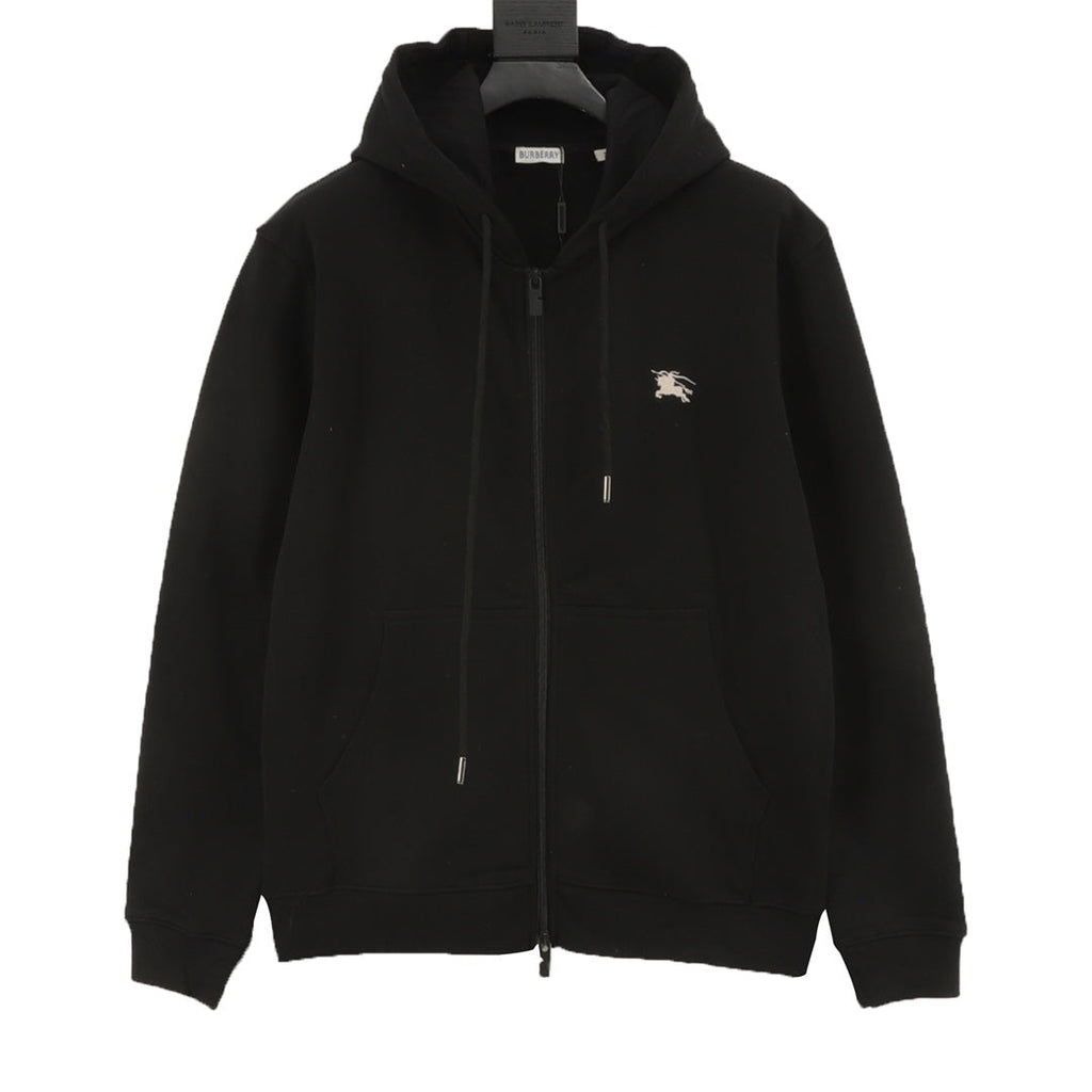 Burberry Equestrian Knight Logo Black Full Zip Hoodie