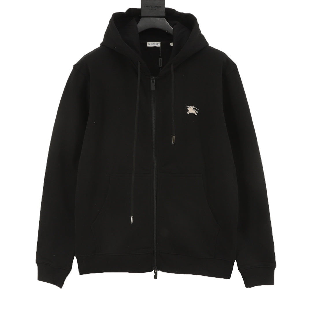 Burberry Equestrian Knight Logo Black Full Zip Hoodie