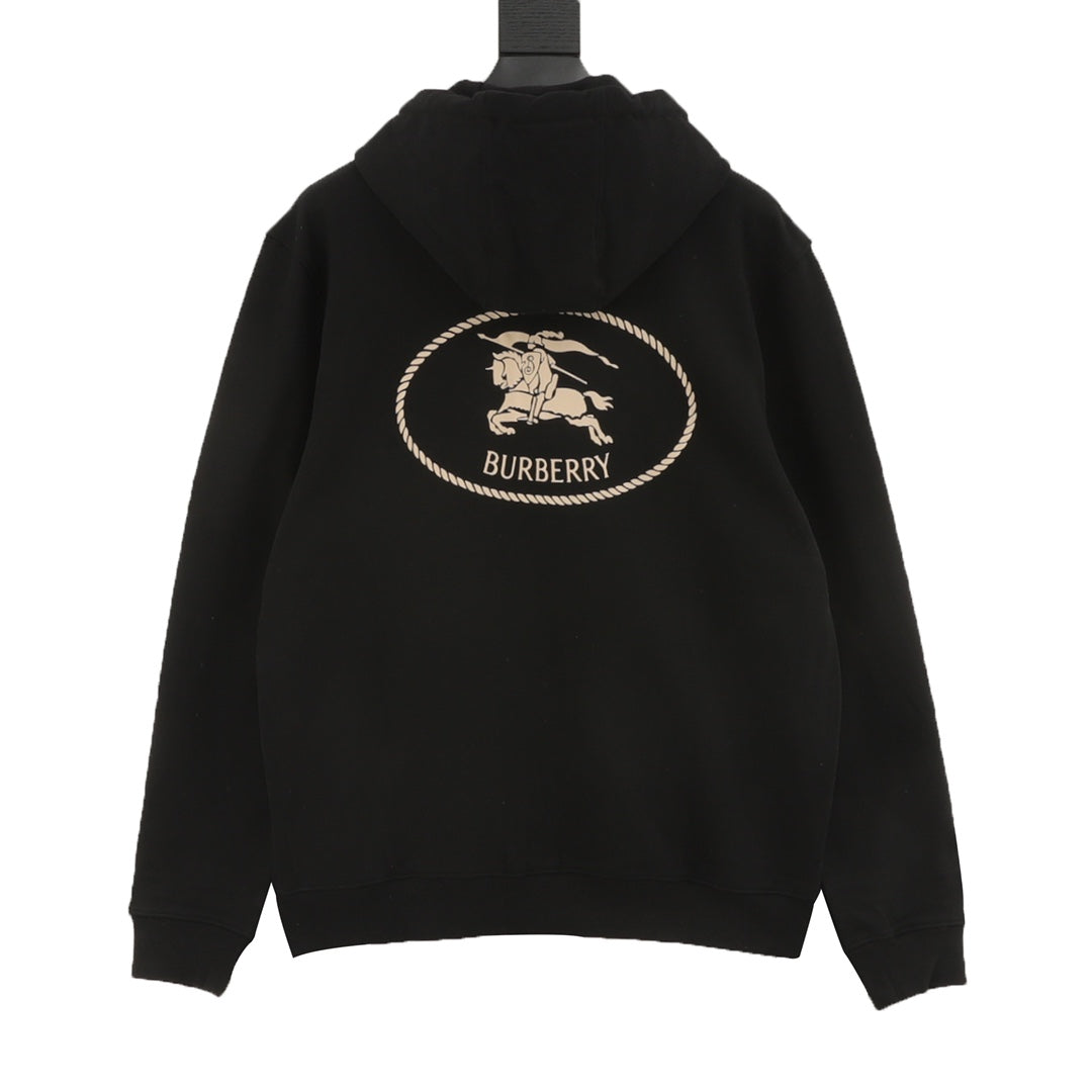 Burberry Equestrian Knight Logo Black Full Zip Hoodie