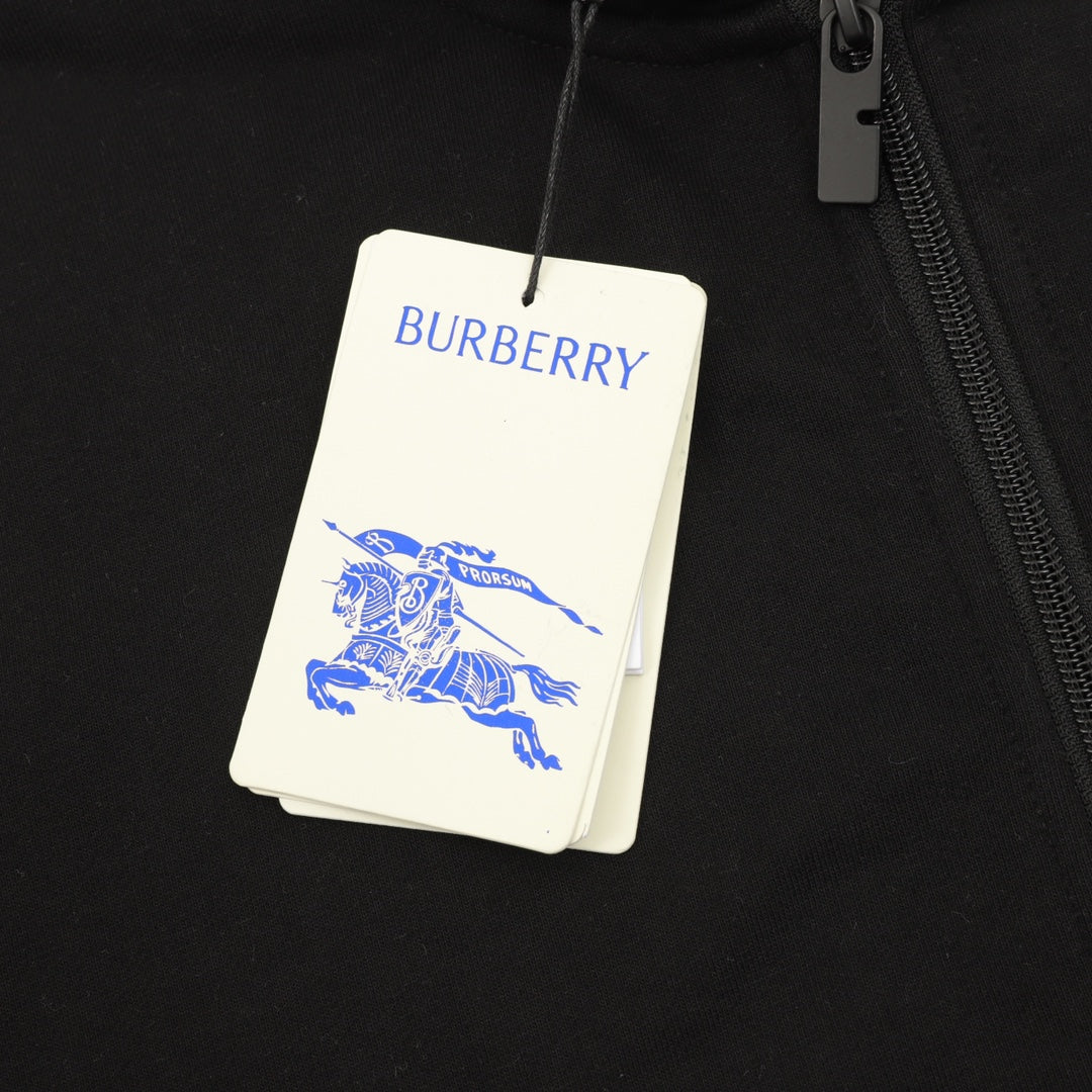 Burberry Equestrian Knight Logo Black Full Zip Hoodie