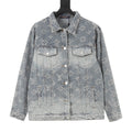 Louis Vuitton Monogram Frayed Denim Jacket Washed Blue
