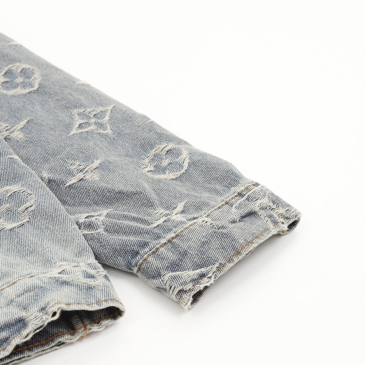 Louis Vuitton Monogram Frayed Denim Jacket Washed Blue