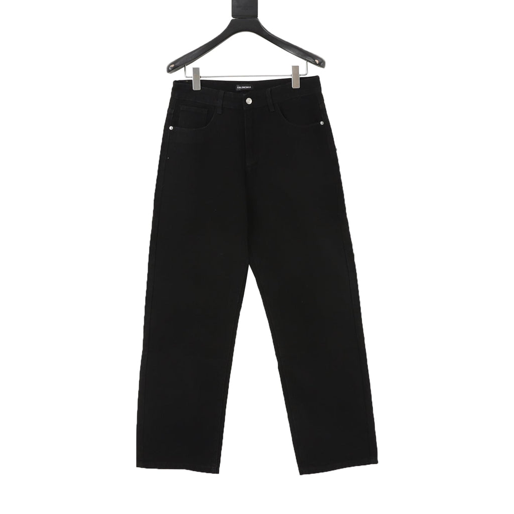 Balenciaga BB Logo Wide Leg Denim Jeans Black
