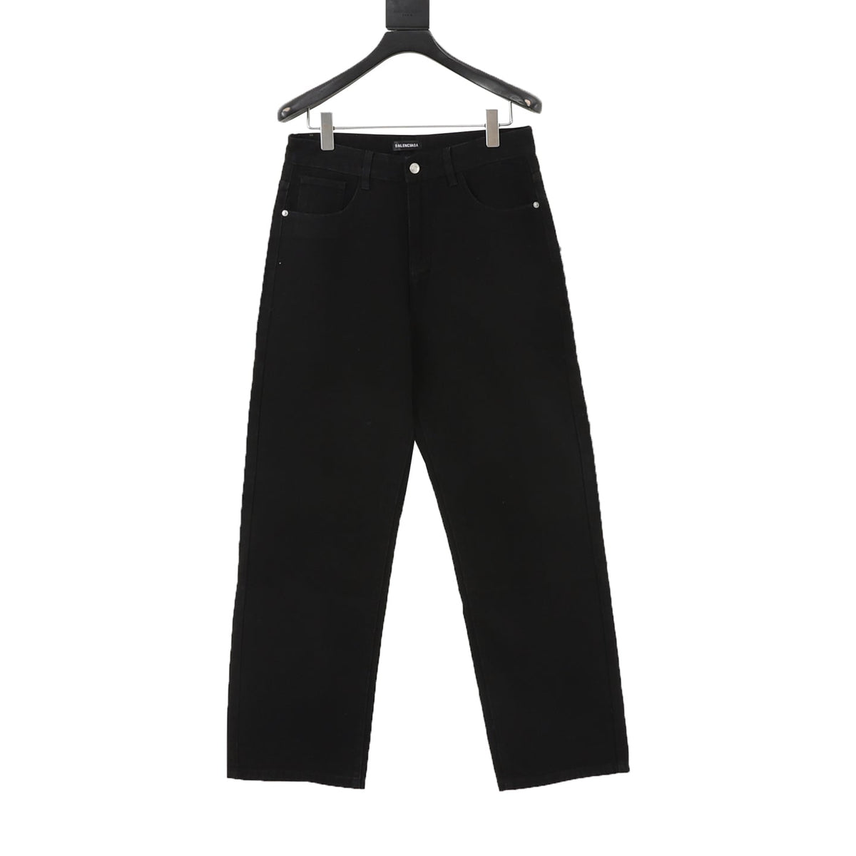 Balenciaga BB Logo Wide Leg Denim Jeans Black