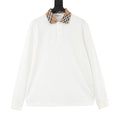 Burberry Vintage Check Collar White Long Sleeve Polo Shirt