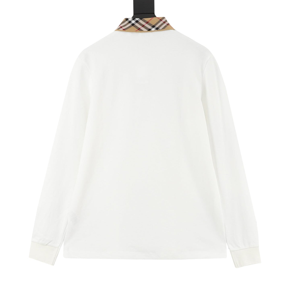Burberry Vintage Check Collar White Long Sleeve Polo Shirt