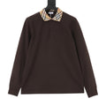 Burberry Vintage Check Collar Brown Long Sleeve Polo Shirt