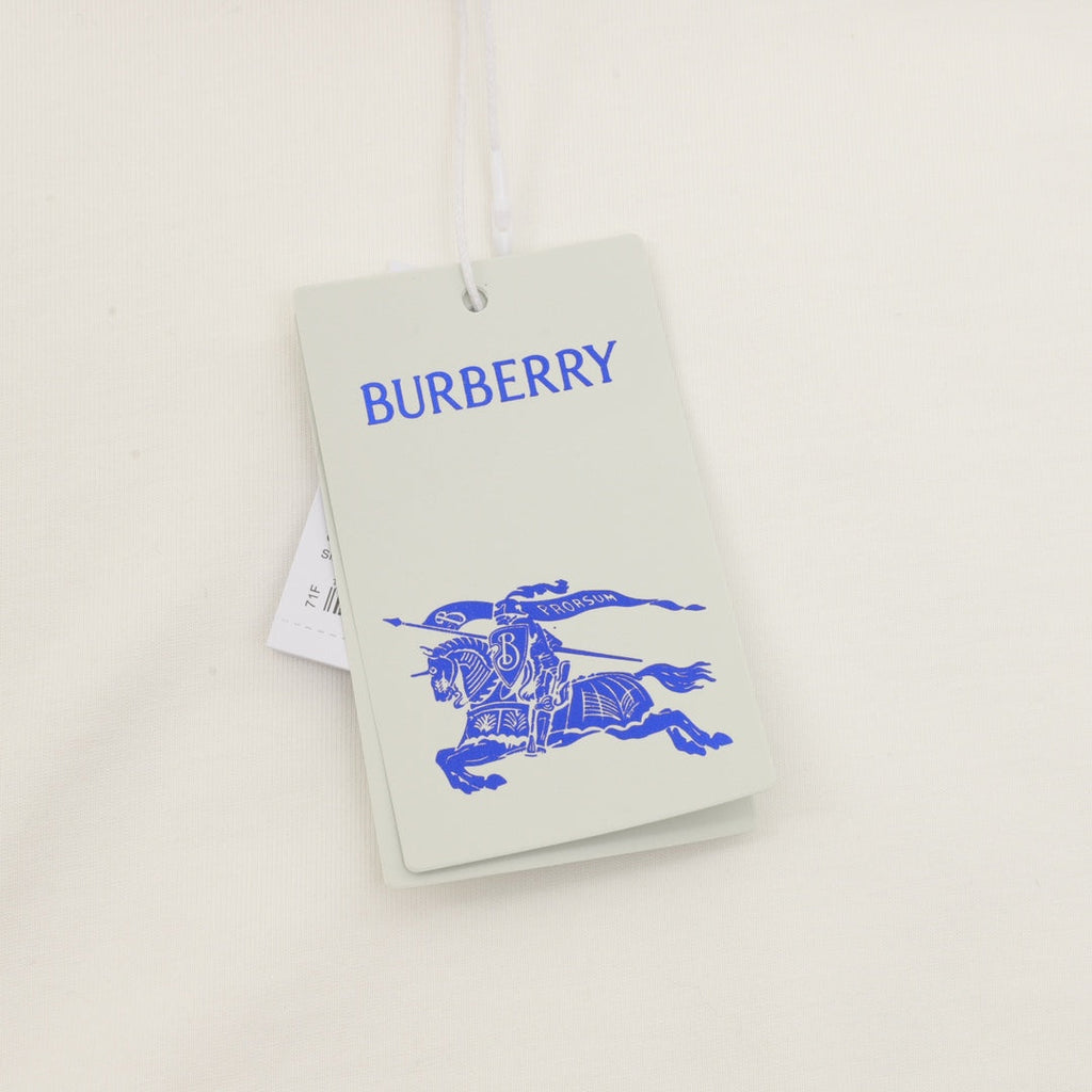 Burberry Icon Stripe Collar Off White Long Sleeve T-Shirt