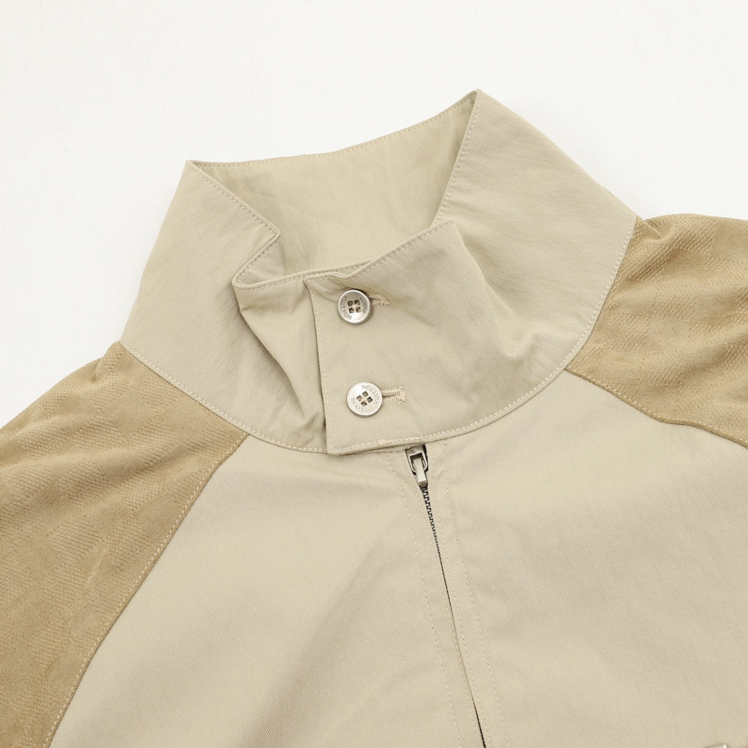 Louis Vuitton Spliced Stand Collar Bomber Jacket Khaki