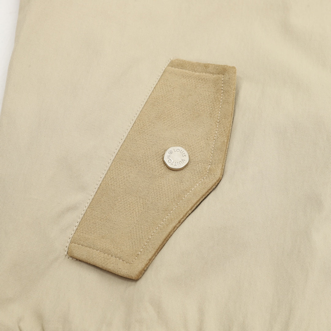 Louis Vuitton Spliced Stand Collar Bomber Jacket Khaki