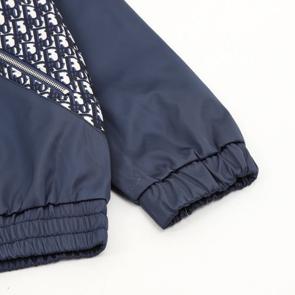 Dior Oblique Spliced Hooded Windbreaker Navy Blue