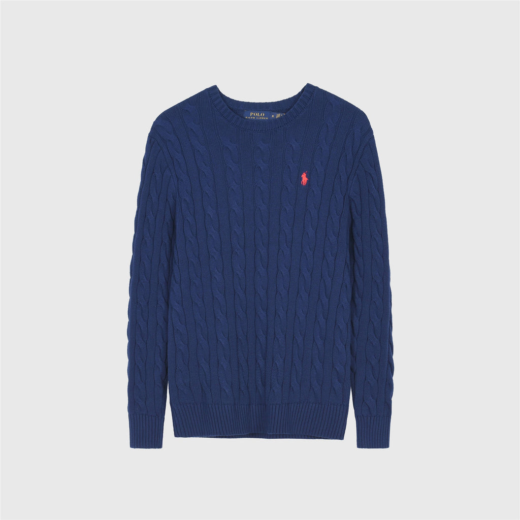 Polo Ralph Lauren Men's Cable Knit Crewneck Sweater Navy Blue