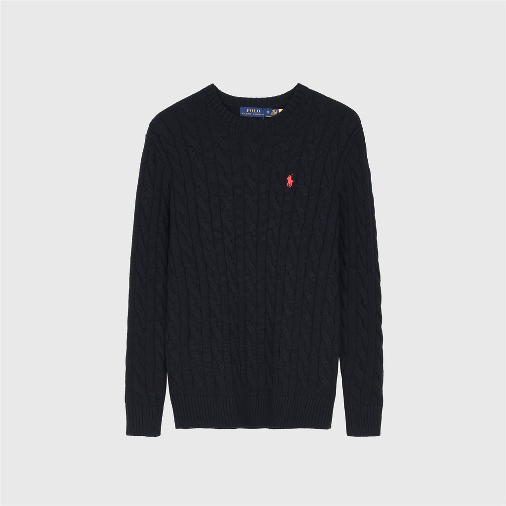 Polo Ralph Lauren Men's Cable Knit Crewneck Sweater Black