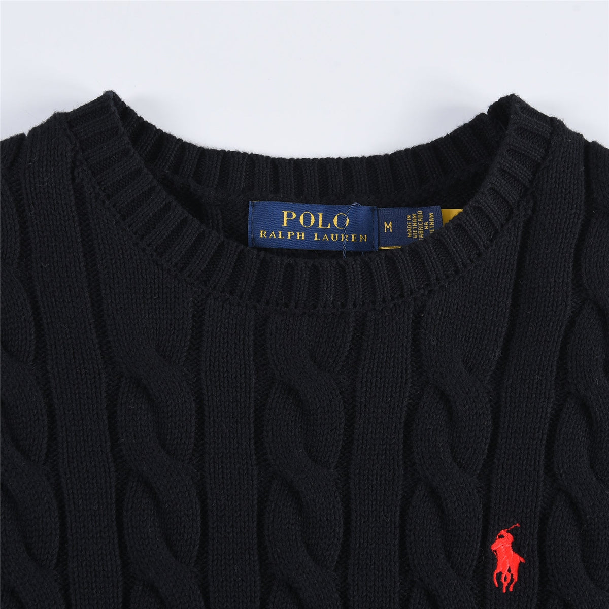 Polo Ralph Lauren Men's Cable Knit Crewneck Sweater Black