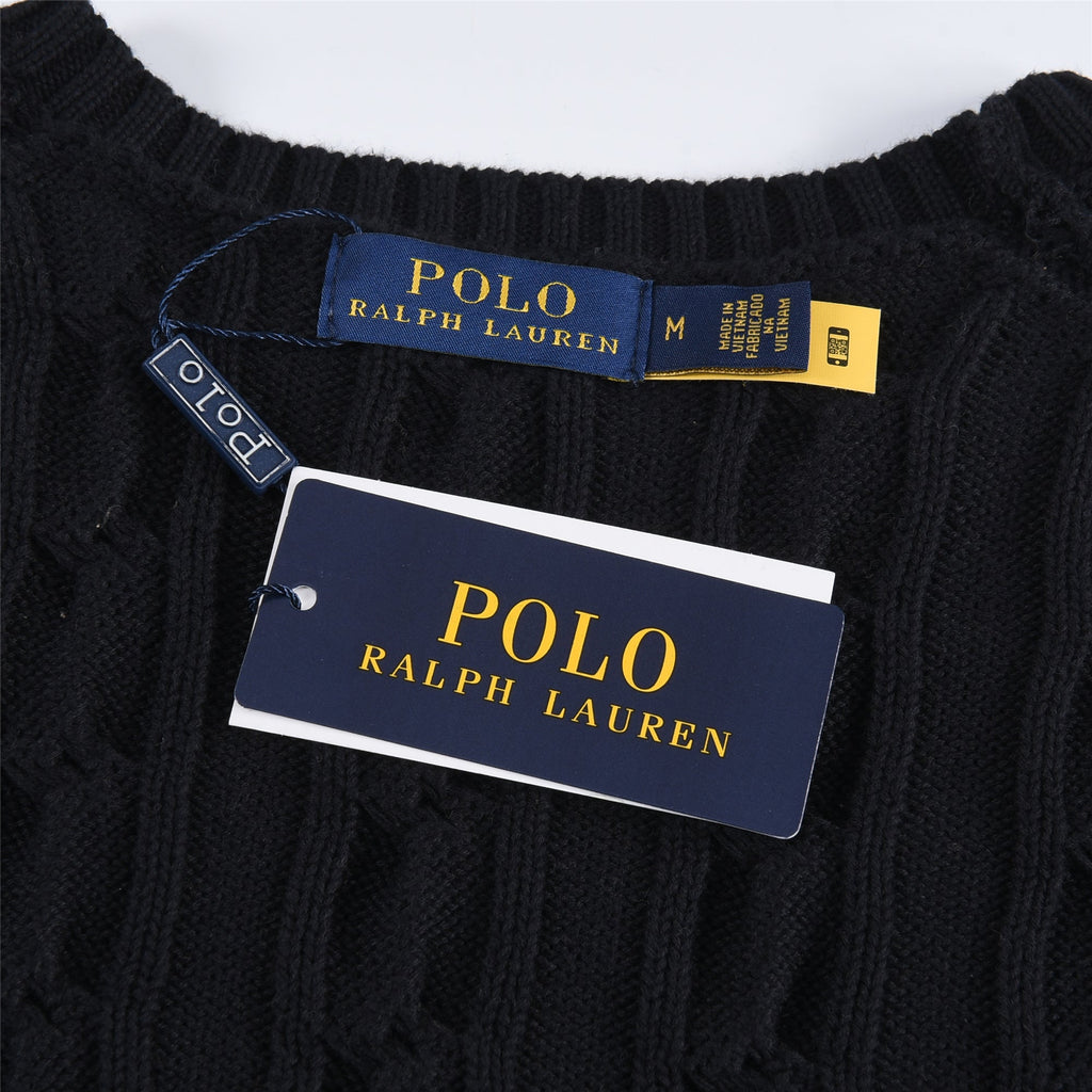 Polo Ralph Lauren Men's Cable Knit Crewneck Sweater Black