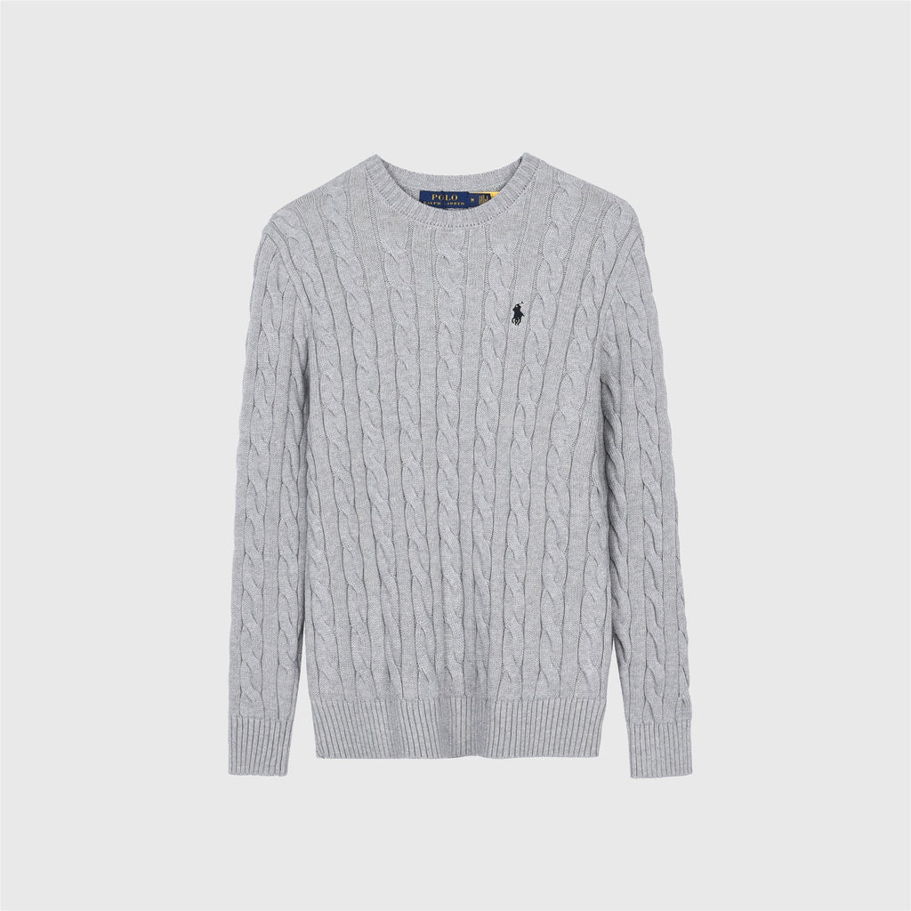Polo Ralph Lauren Men's Cable Knit Crewneck Sweater Light Grey
