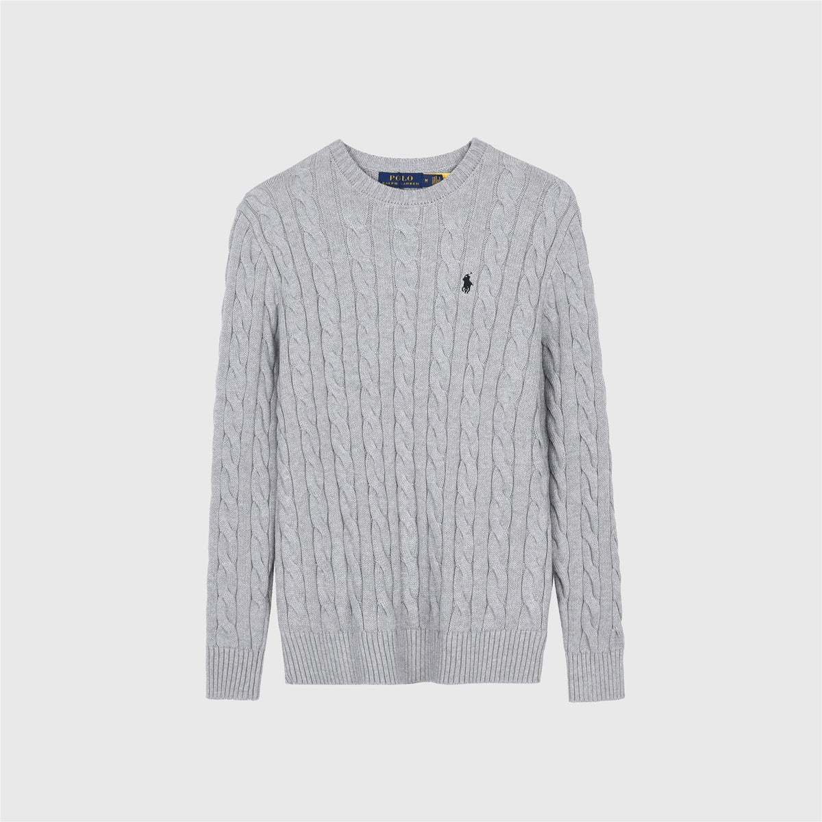 Polo Ralph Lauren Men's Cable Knit Crewneck Sweater Light Grey