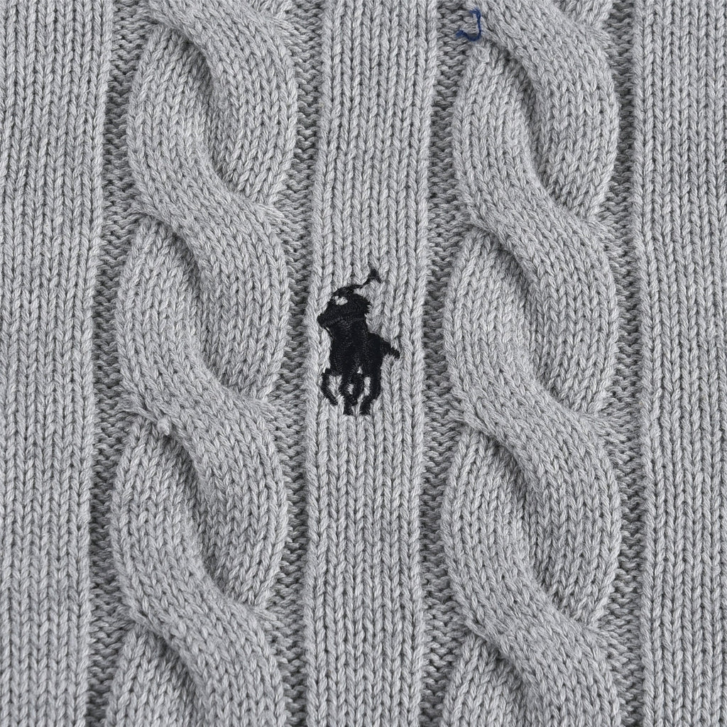 Polo Ralph Lauren Men's Cable Knit Crewneck Sweater Light Grey
