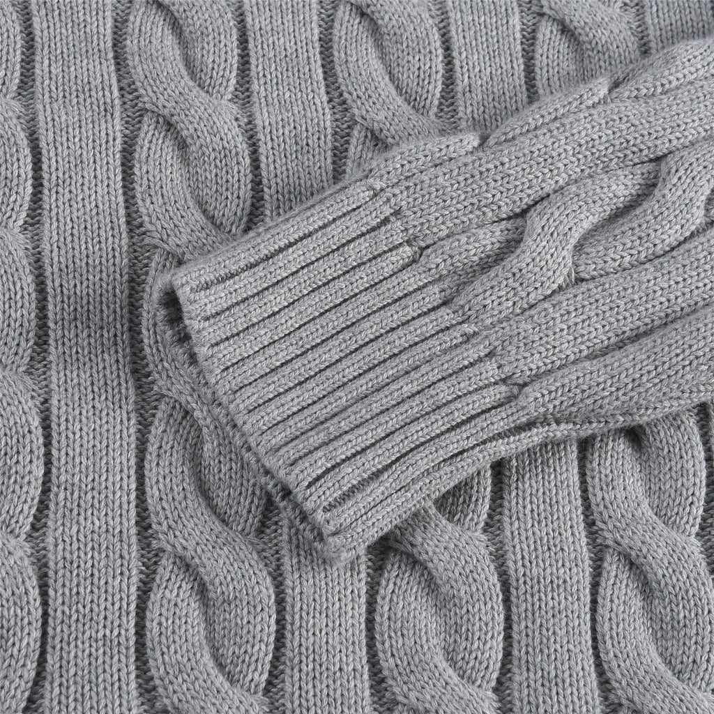 Polo Ralph Lauren Men's Cable Knit Crewneck Sweater Light Grey