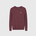 Polo Ralph Lauren Men's Cable Knit Crewneck Sweater Burgundy